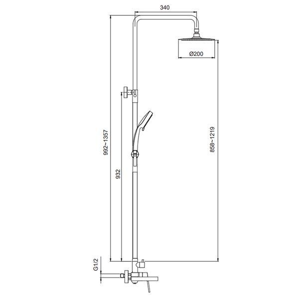 Душевая система со смесителем KOER KI-56016-02 Нержавеющая сталь (KR4791)