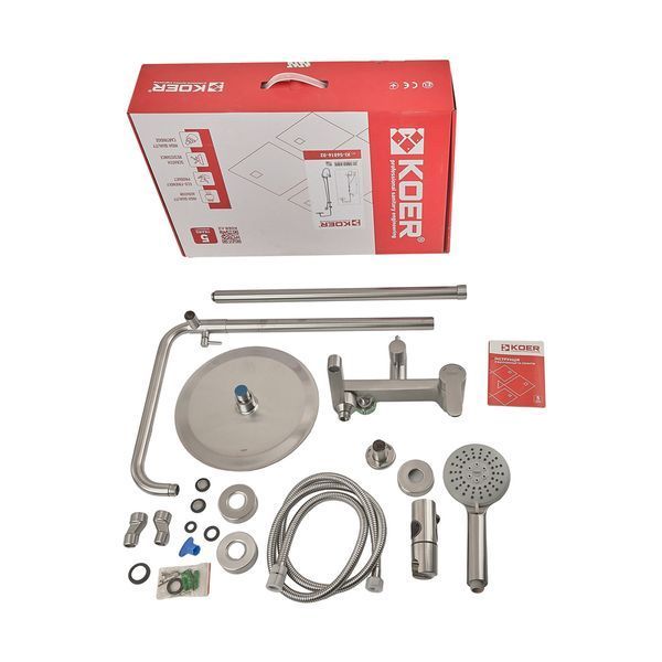 Душевая система со смесителем KOER KI-56016-02 Нержавеющая сталь (KR4791)