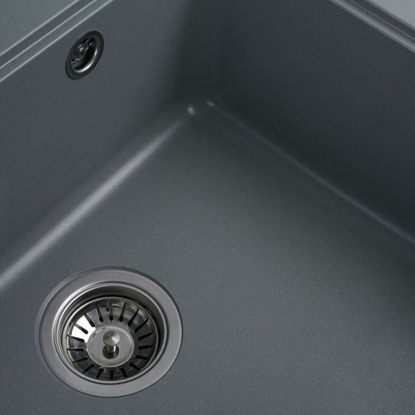 Гранітна мийка для кухні Platinum 5852 VESTA матова Сірий металік
