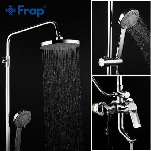 Душева система з верхнім душем Frap F2418, вилив, лійка 4 режими, хром