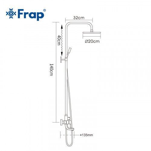 Душева система з верхнім душем Frap F2418, вилив, лійка 4 режими, хром