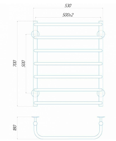 Рушникосушарка електрична Deffi Стандарт 500x700 правий, 100 Вт, чорний
