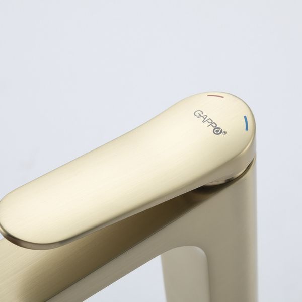 Змішувач високий GAPPO G1010-23 для накладного умивальника, золотий сатин