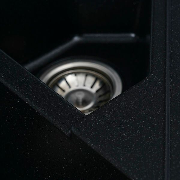 Гранітна мийка для кухні Platinum 9950 PANDORA матова Чорний металік