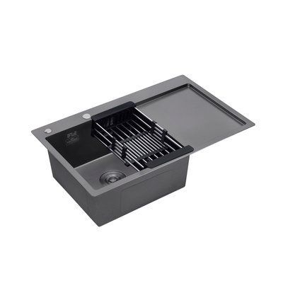 Кухонна мийка Kroner KRP Schwarze - 7849LHM PVD (3/1 мм)