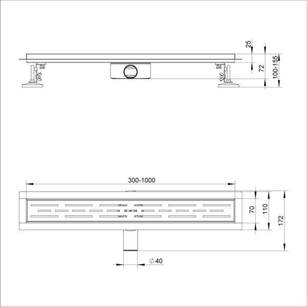 IT03-FT01/600G ITAL Душовий трап Gun grey 600 (блістер) {5}
