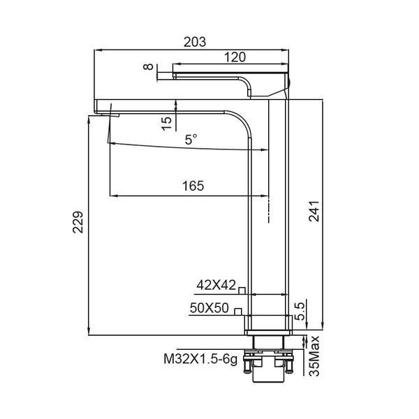 Змішувач для умивальника Koer KB-11009-01 високий Хром (KR3500)