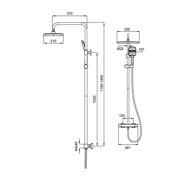 Душова система з термостатом KOER KB-53038-01 Хром (KR5959)