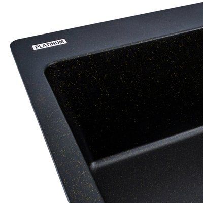 Гранітна мийка для кухні Platinum 7850 Bogema матова (чорна Gold)