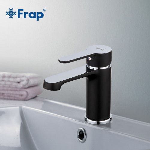 Змішувач для умивальника Frap F1042, чорний/хром