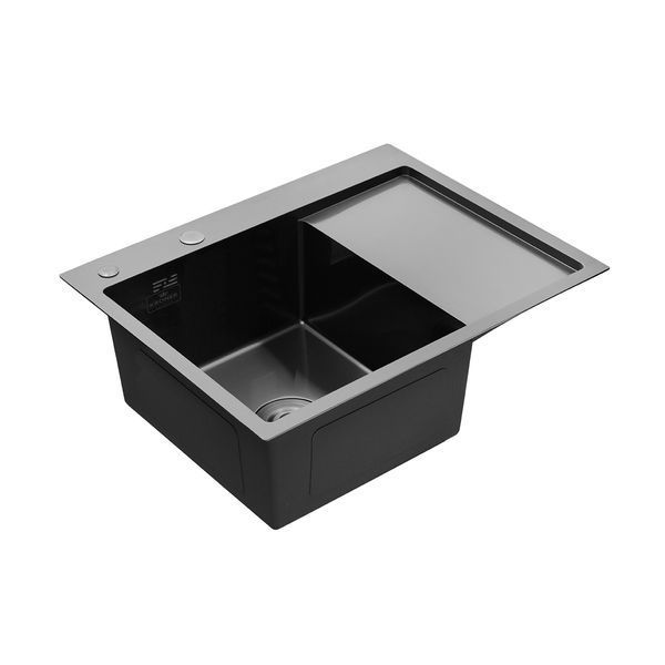Кухонна мийка Kroner KRP Schwarze - 6350LHM PVD (3/1 мм)
