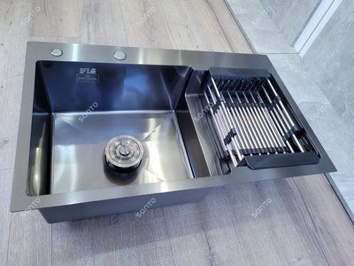 Кухонна мийка Kroner KRP Schwarze - 7848LHM PVD (3/1 мм)