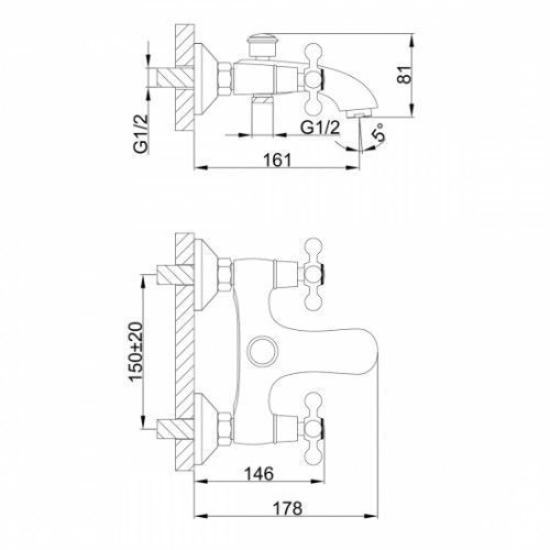 Змішувач для ванни Frap F3019-4, бронза