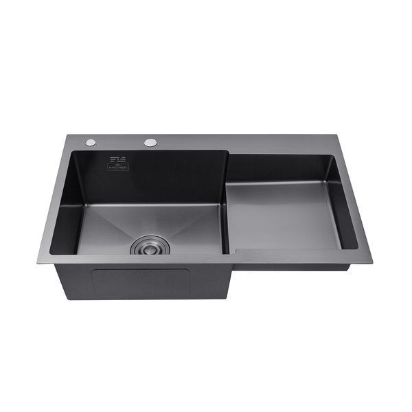 Кухонная мойка Kroner KRP Schwarze - 7848LHM PVD (3/1 мм)