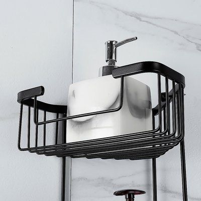 Полка угловая FRAP F351-16, двухъярусная с крючками, нержавеющая сталь, черный