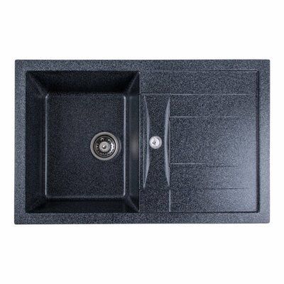 Гранітна мийка для кухні Platinum 7850 TROYA матова Графіт