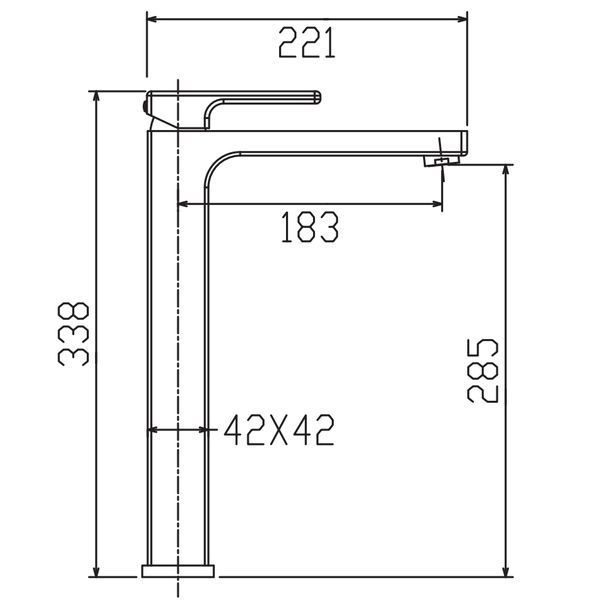 Змішувач для умивальника високий KOER KB-11009-07 Графіт (KR5978)