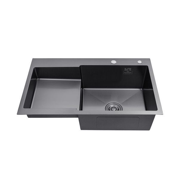 Кухонна мийка Kroner KRP Schwarze - 7848RHM PVD (3/1 мм)