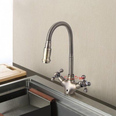 Змішувач для кухні Frap H19 F4319-4 з гнучким виливом, бронза