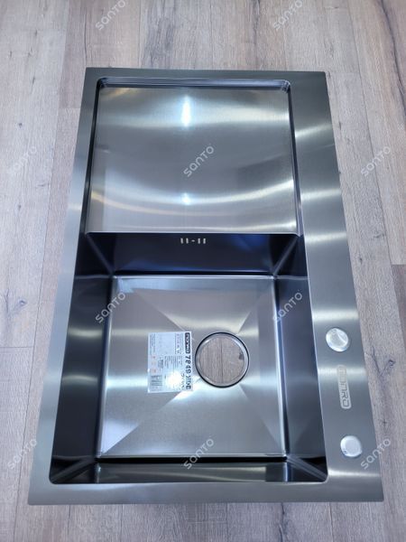 Кухонна мийка Monro 78*49 PVD Black чаша праворуч