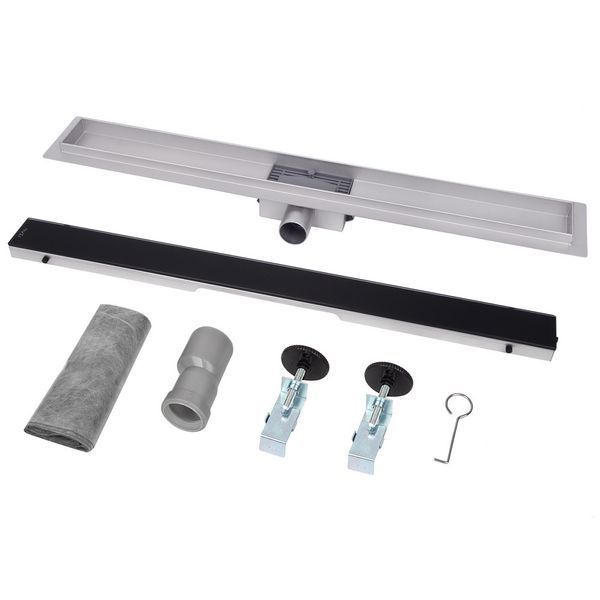 Трап для душу ITAL IT02-FT24/800, 800 мм, загартоване скло, Black Glossy