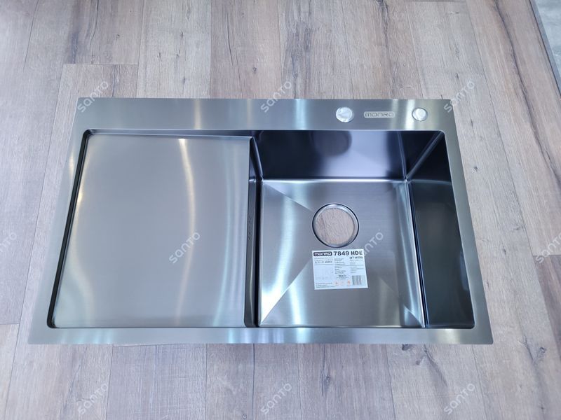 Кухонна мийка Monro 78*49 PVD Black чаша праворуч