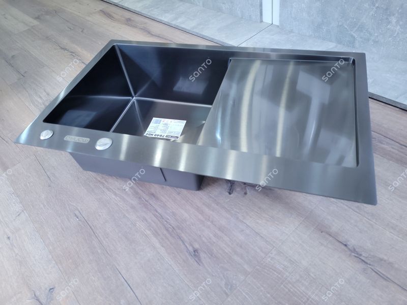 Кухонна мийка Monro 78*49 PVD Black чаша праворуч