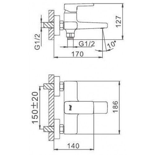 Змішувач для ванни Frap H60 F3260, хром