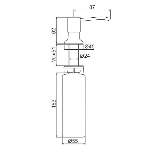 Дозатор рідкого мила FRAP F408-5, що вбудовується, нерж./пластик, 300мл