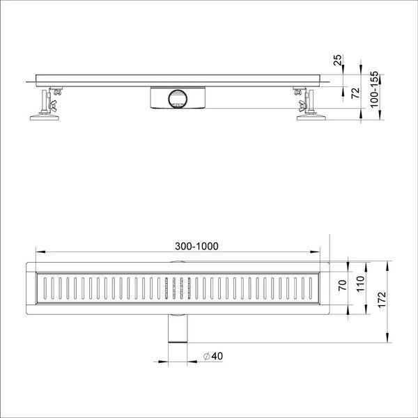 IT03-FT10/700 ITAL Душовий трап матовий (сатин) 700 мм (блістер) {5}
