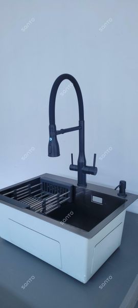 G4399-76 кухня під осмос одноваж. вис. силікон. вилив нерж. сталь гайка &Oslash;35 (чорний) {8/1}