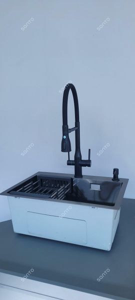 G4399-76 кухня під осмос одноваж. вис. силікон. вилив нерж. сталь гайка &Oslash;35 (чорний) {8/1}