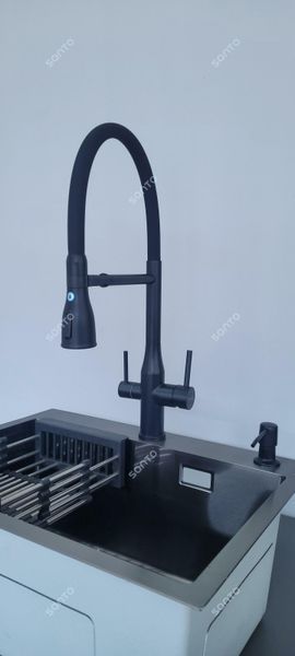 G4399-76 кухня під осмос одноваж. вис. силікон. вилив нерж. сталь гайка &Oslash;35 (чорний) {8/1}
