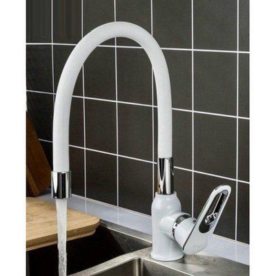 Змішувач для кухні Frap H49 F4049 з гнучким виливом, білий/хром
