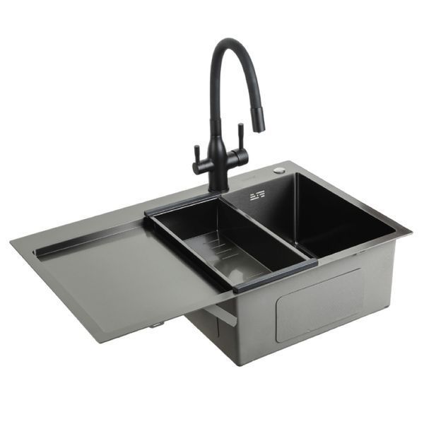Кухонна мийка GAPPO GS7850-6L накладна 780x500 мм, поверхня PVD, ліва