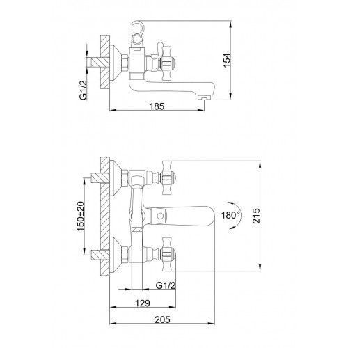 Змішувач для ванни Frap F3024, хром