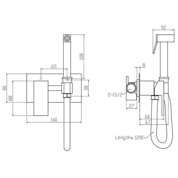 Змішувач для гігієнічного душу MIXXUS PREMIUM BEND 002 INNER Хром (MI6924)