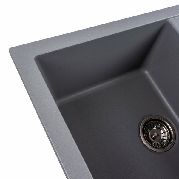 Гранітна мийка для кухні Platinum 7850 TROYA матова Сірий металік