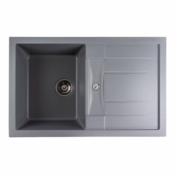 Гранітна мийка для кухні Platinum 7850 TROYA матова Сірий металік