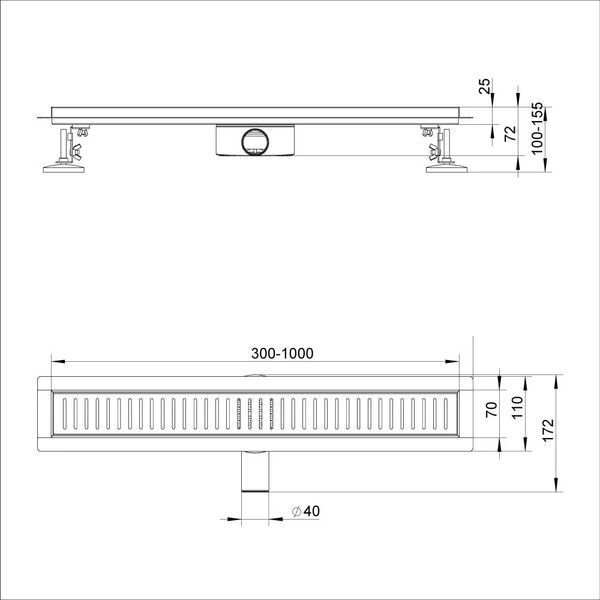 IT03-FT10/400 ITAL Душовий трап матовий (сатин) 400 мм (блістер) {5}