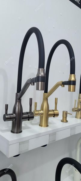 Змішувач для кухні під фільтр Frap F4397-3 з гнучким виливом