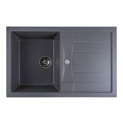 Гранітна мийка для кухні Platinum 7850 TROYA матова Сірий мусон