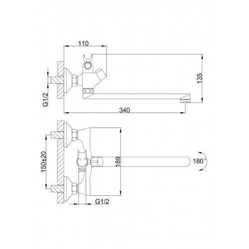 Змішувач для ванни Frap H731 F22731-B, хром