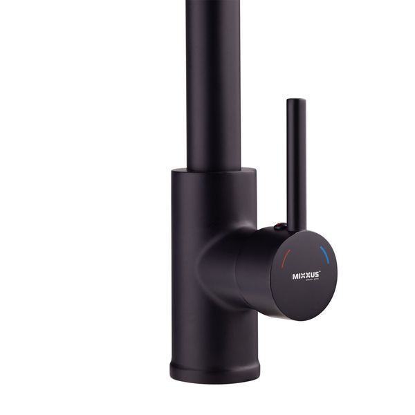 Змішувач для кухні MIXXUS PREMIUM SPRING 017 BLACK з виливом пружина Чорний (MI6951)