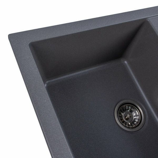 Гранітна мийка для кухні Platinum 7850 TROYA матова Сірий мусон