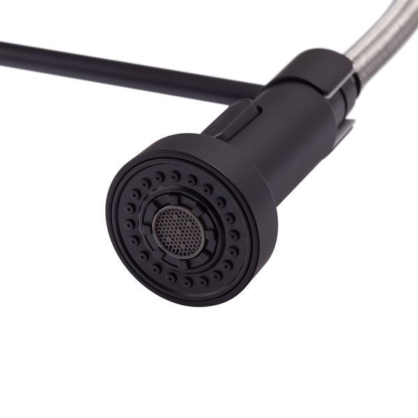 Змішувач для кухні MIXXUS PREMIUM SPRING 017 BLACK з виливом пружина Чорний (MI6951)