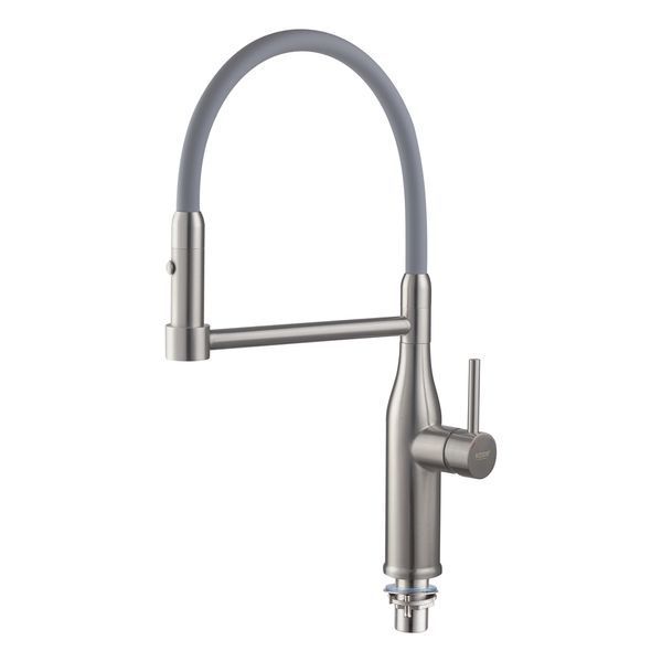 Кухонный смеситель с силиконовым изливом KOER KI-70005-02 (нерж. сталь) (KR3388)