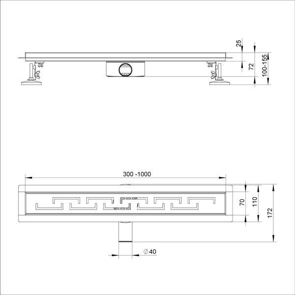 IT03-FT18/600 ITAL Душовий трап матовий (сатин) 600 мм (блістер) {5}