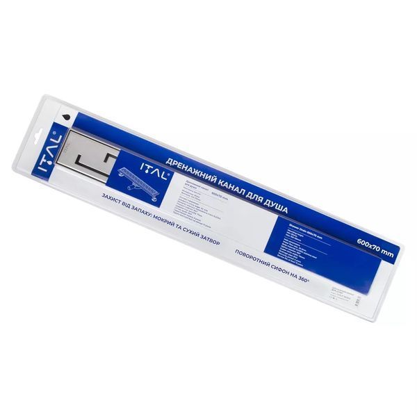 IT03-FT18/600 ITAL Душовий трап матовий (сатин) 600 мм (блістер) {5}