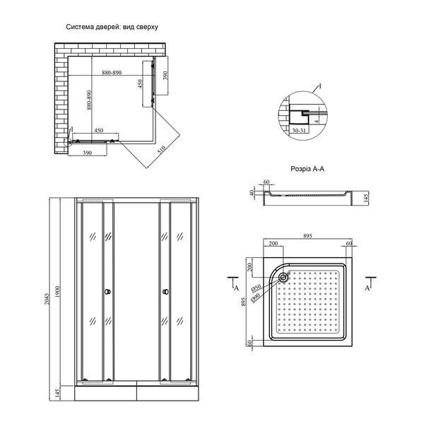 Душевая кабина Kroner KRP Eifel - Q.C.F.L. 90x90 см